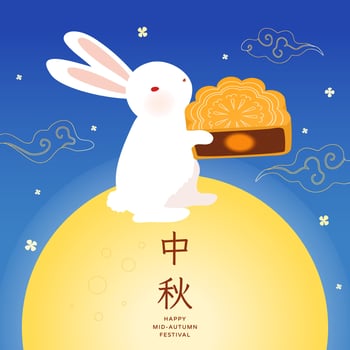 Mid Autumn Festival rabbit with moonai vector