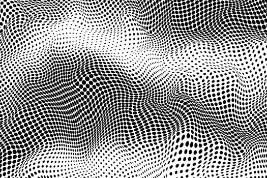 Black halftone dots creating a wavy, textured pattern vector
