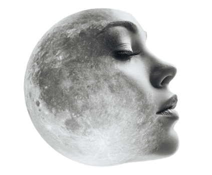 Mysterious moon concept with serene feminine face silhouette png