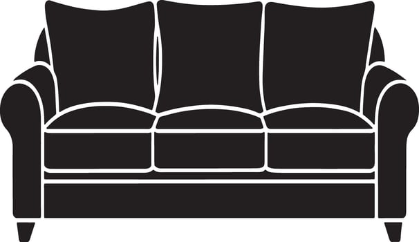 Simple black silhouette of a three seater sofa vector