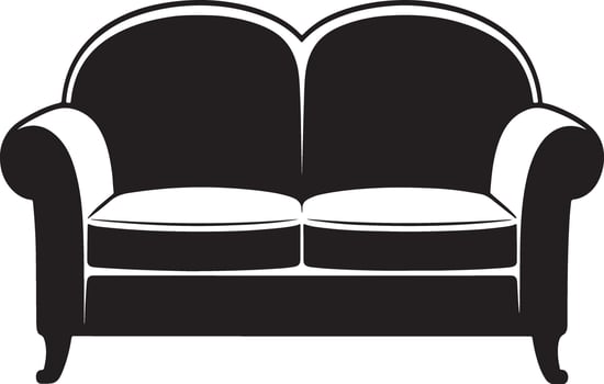 Classic rolled arm sofa silhouette illustration vector