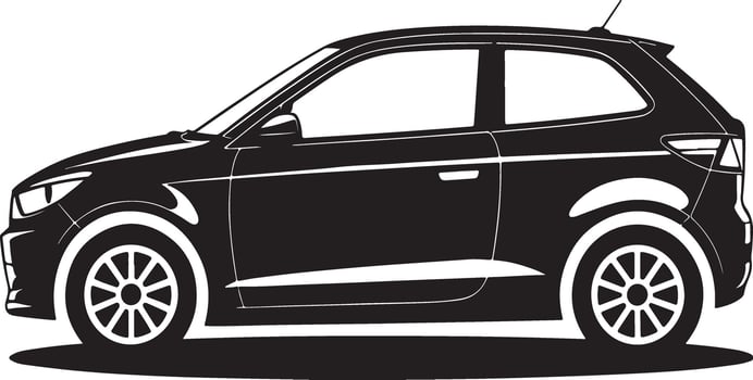 Black and white silhouette of a modern hatchback car vector