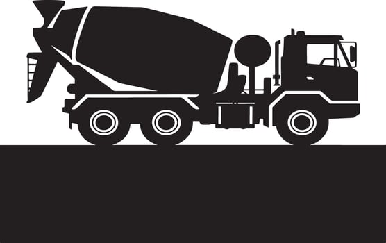 Black silhouette of a cement mixer truck vector