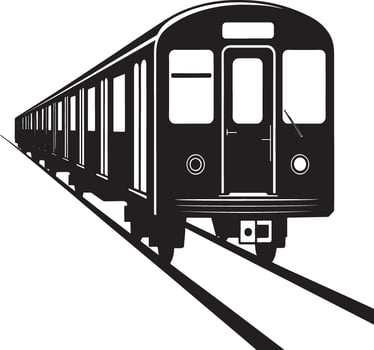 Black and white subway train illustration vector