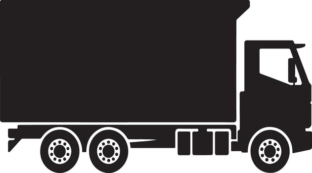 Black silhouette of a box truck vector
