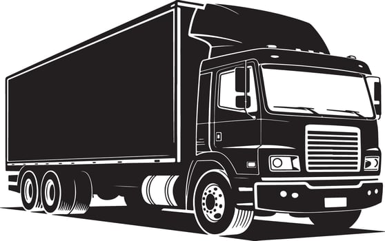 Black and white illustration of a box truck vector
