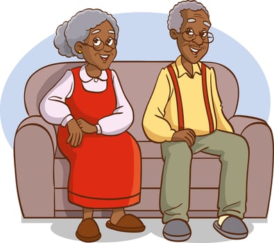 Elderly couple sitting on a couch vector
