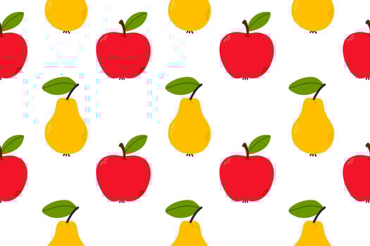 Colorful apples and pears pattern vector