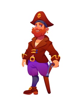 Cartoon groovy pirate character with wooden leg vector