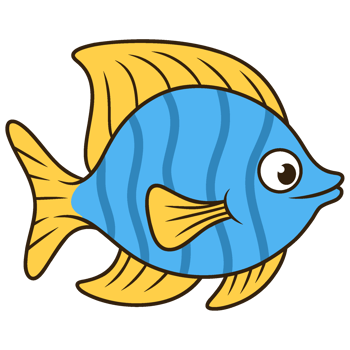 Illustration of a Blue and Yellow Cartoon Fish png
