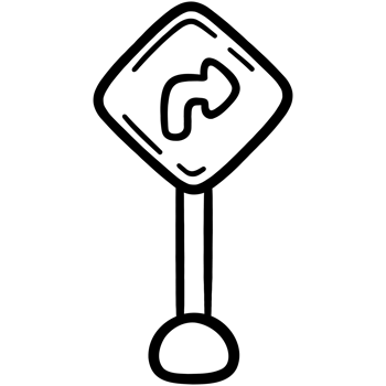 Turning road sign doodle png