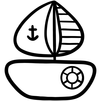 Wooden sailboat doodle png