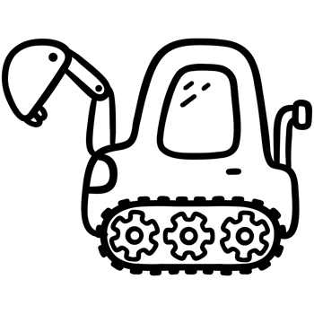 Cute excavator tractor png