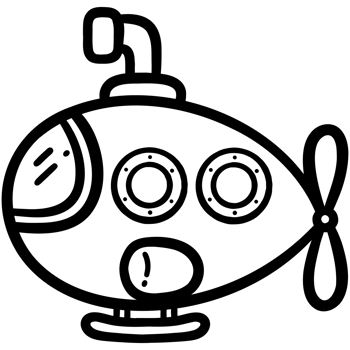 Cute submarine doodle png