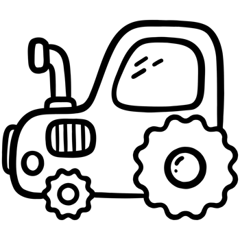 Cute tractor doodle png