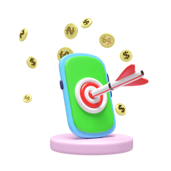 3d smartphone with target, dart, podium icon isolated. business accuracy target, Investment ,finance, success concept, 3d render illustration, cartoon style png