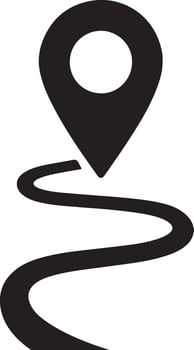 Black Location Pin Icon Over Winding Path Route Map Navigation Symbol map pin vector