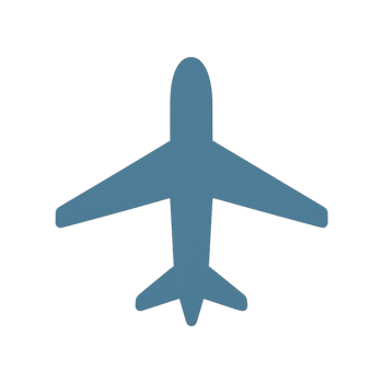 Flat blue airplane silhouette icon isolated on transparent background png