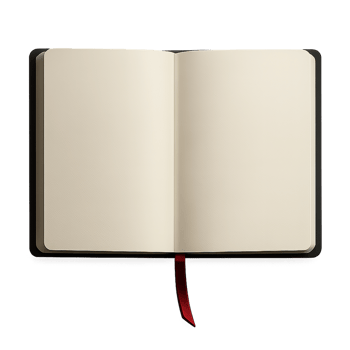 Open blank notebook with ribbon bookmark on transparent background png