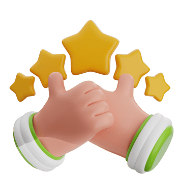 Customer review 3d illustration. thumb up and five-star icon. png
