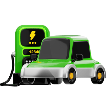 Electric car and charging station illustration png