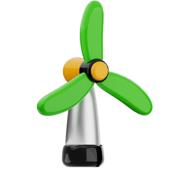 Wind turbine 3d illustration. sustainable energy source icon. png