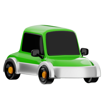 Electric car 3d illustration. green vehicle icon. png