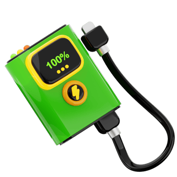Power bank 3d illustration. electric device charger, portable battery icon. png