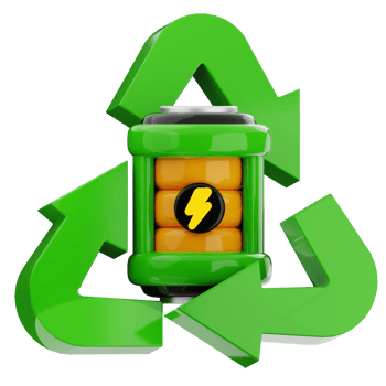 Renewable battery 3d illustration. sustainable energy icon. png