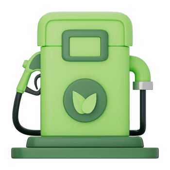 Green gas pump icon with eco leaf symbol representing renewable energy sustainable fuel clean power green technology and eco friendly energy solutions. Transparent background, 3d illustration. png