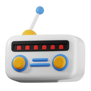 White radio playing music with extended antenna png