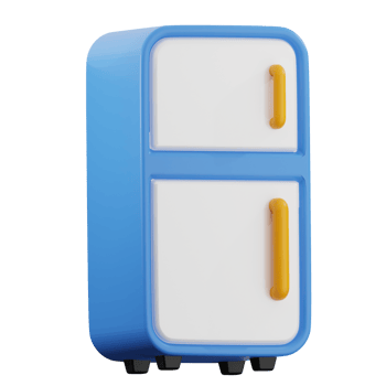Blue and white refrigerator icon with yellow handles png