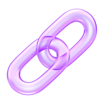 Link icon in translucent purple, used to represent hyperlinks, attachments, or connections, chain link ,connection networking , 3d rendering png