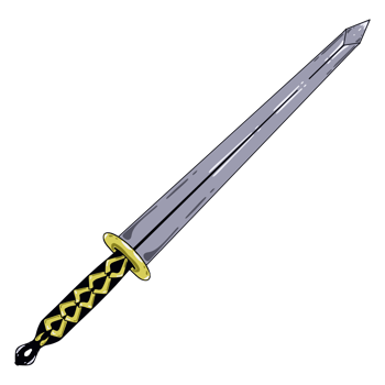 Fantasy Silver Sword with Golden Hilt on Transparent Background png