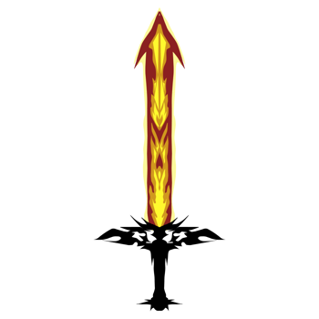 Stylized Arrow Graphic with Maroon and Yellow on Transparent Background png