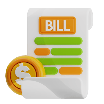 Bill 3d illustration. payment icon. png