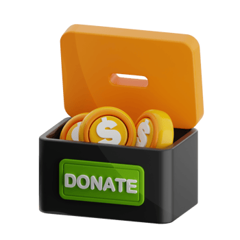 Donation 3d illustration. charity box icon. png