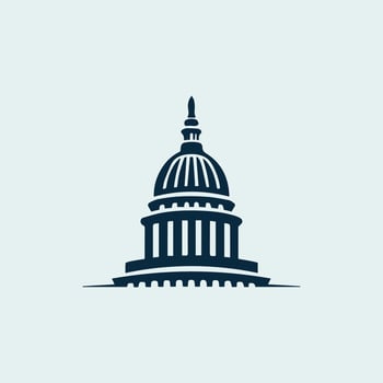 the united states capitol building is shown in a simple design vector
