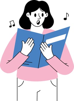 A sketchy style illustration showing a soloist performer vector