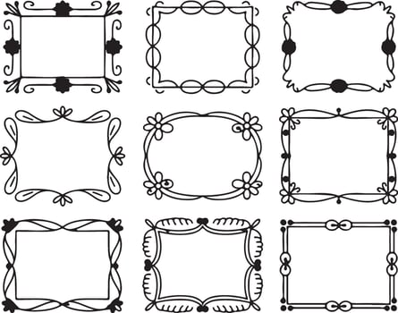 Set of decorative frames and borders vector