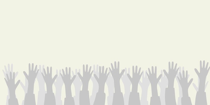A crowd of hands raised in the air vector