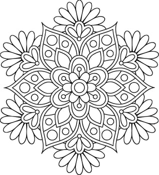 floral pattern mandala ready for mindful coloring and creative relaxation with clean black lines and crisp vector