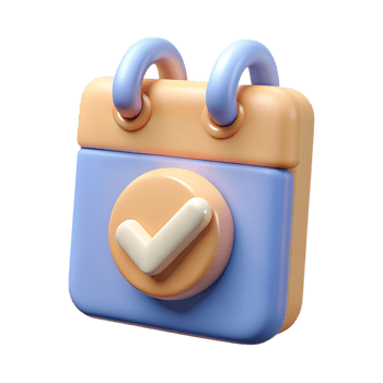 3d rendered calendar icon with check mark symbolizing a completed task or appointment png