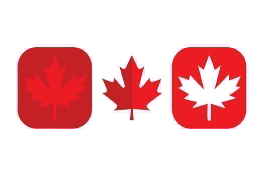 Three Red Maple Leaf Icon Variations Canada Symbolism and Design Elements Isolated vector