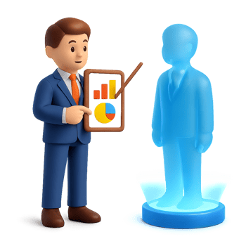 Business Presentation with Holographic Visualization Concept png