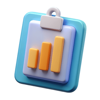 3d rendered illustration of a clipboard with a bar graph representing business data png