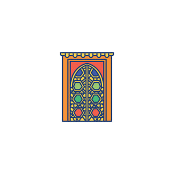 Ornate Multi-Panel Door vector