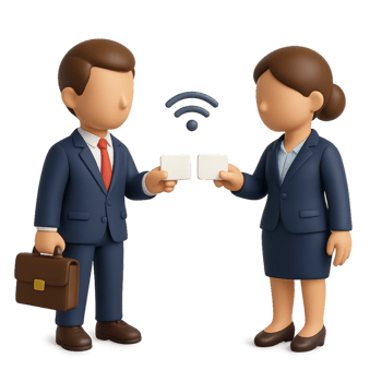 Business Professionals Engaging in Contactless Exchange Concept png