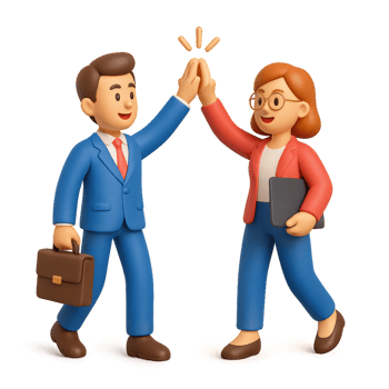 Celebratory Virtual High Five Between Business Professionals png