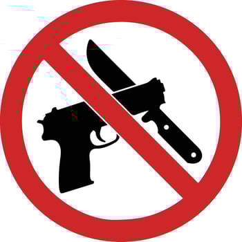 A no knife sign with a knife and a gun vector